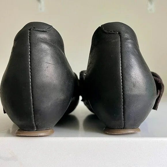 Fly London Woman's Black LAFF Peep Toe Ballerina Shoes Size 7 - Picture 11 of 16